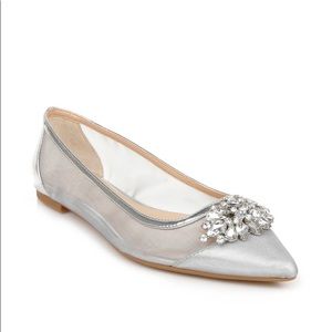 Jewel Badgley Mischka Womens Jeri Pointed Toe Flats Silver Shoes